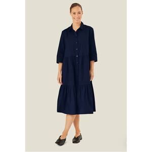 Masai Copenhagen Dress Size Small Blue Nydilla Tiered Midi